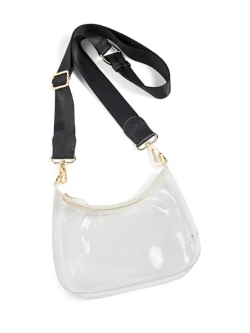 Clear Vinyl Crossbody Bag with Adjustable Strap
